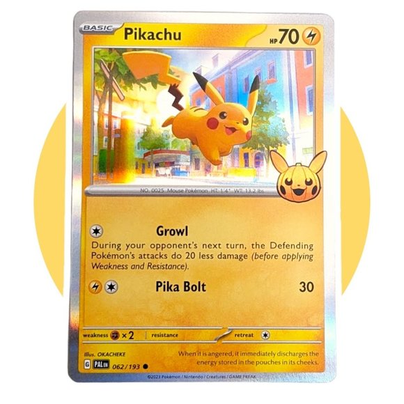 Pokemon Other - Trick or Trade Pokemon Card: Pikachu 062/193, Pikachu Pumpkin Stamp, Holo